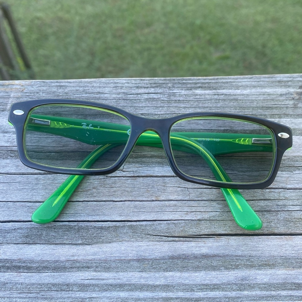 Ray-Ban Black and Green Glasses